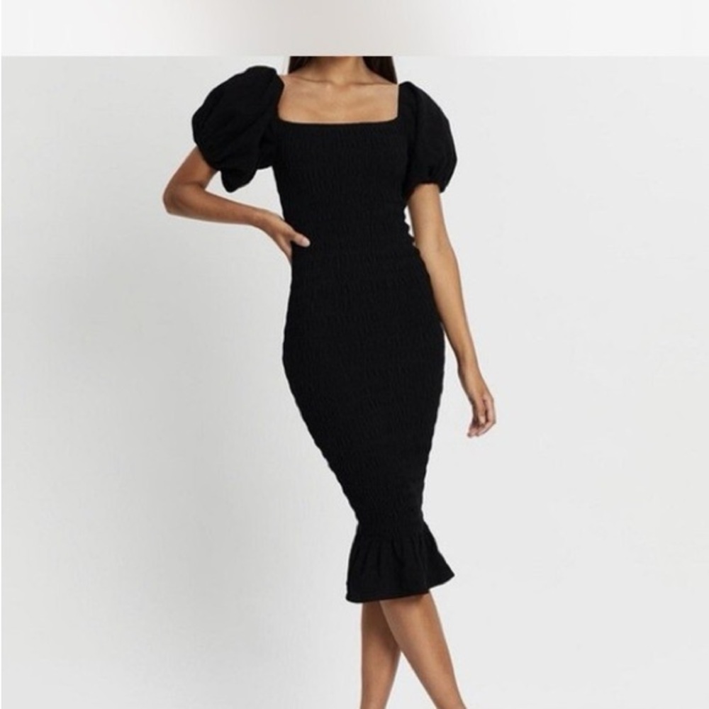 Never fully dressed Jojo fitted shirred midi